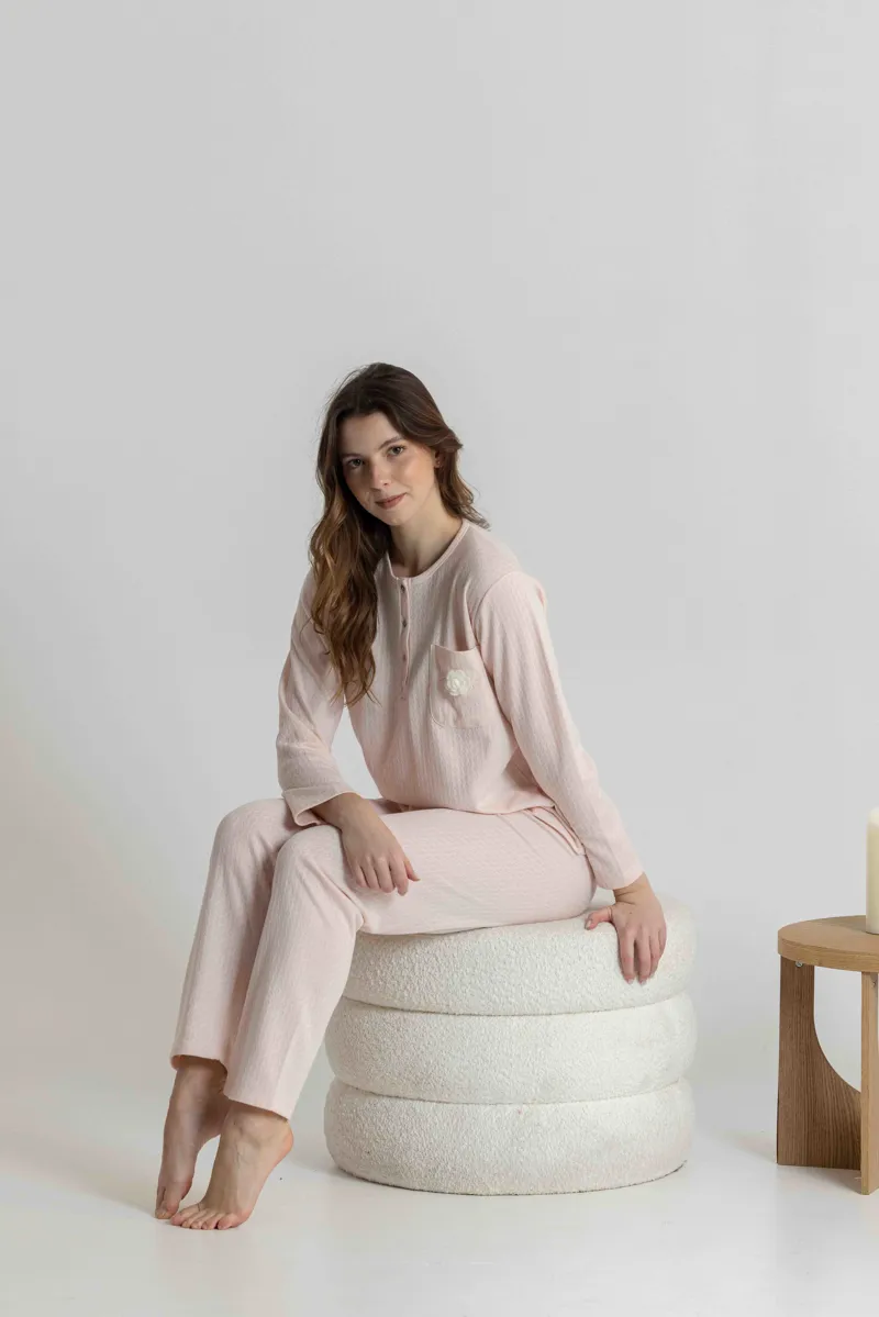 Mira Interlock Rose Pyjama in Light Rose-3