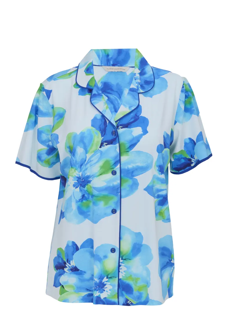 Cyberjammies Ashley Classic Pyjama in Dark Blue Floral-2