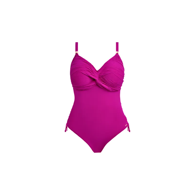 Fantasie Beach Waves Twist Front Swimsuit with Adjustable Leg in Bright Fushia