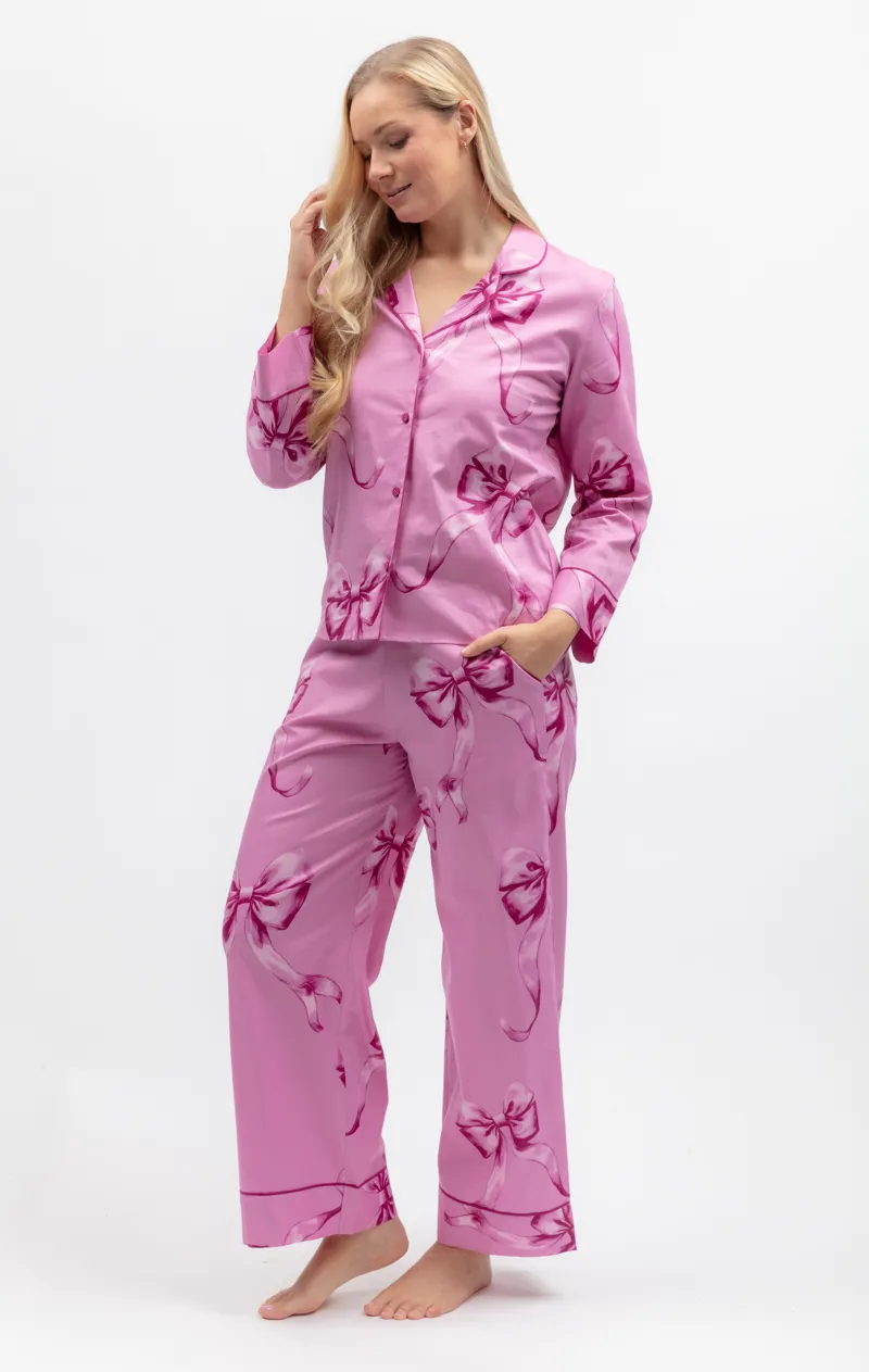 Cyberjammies Belle Bow Print Pyjama in Pink-1