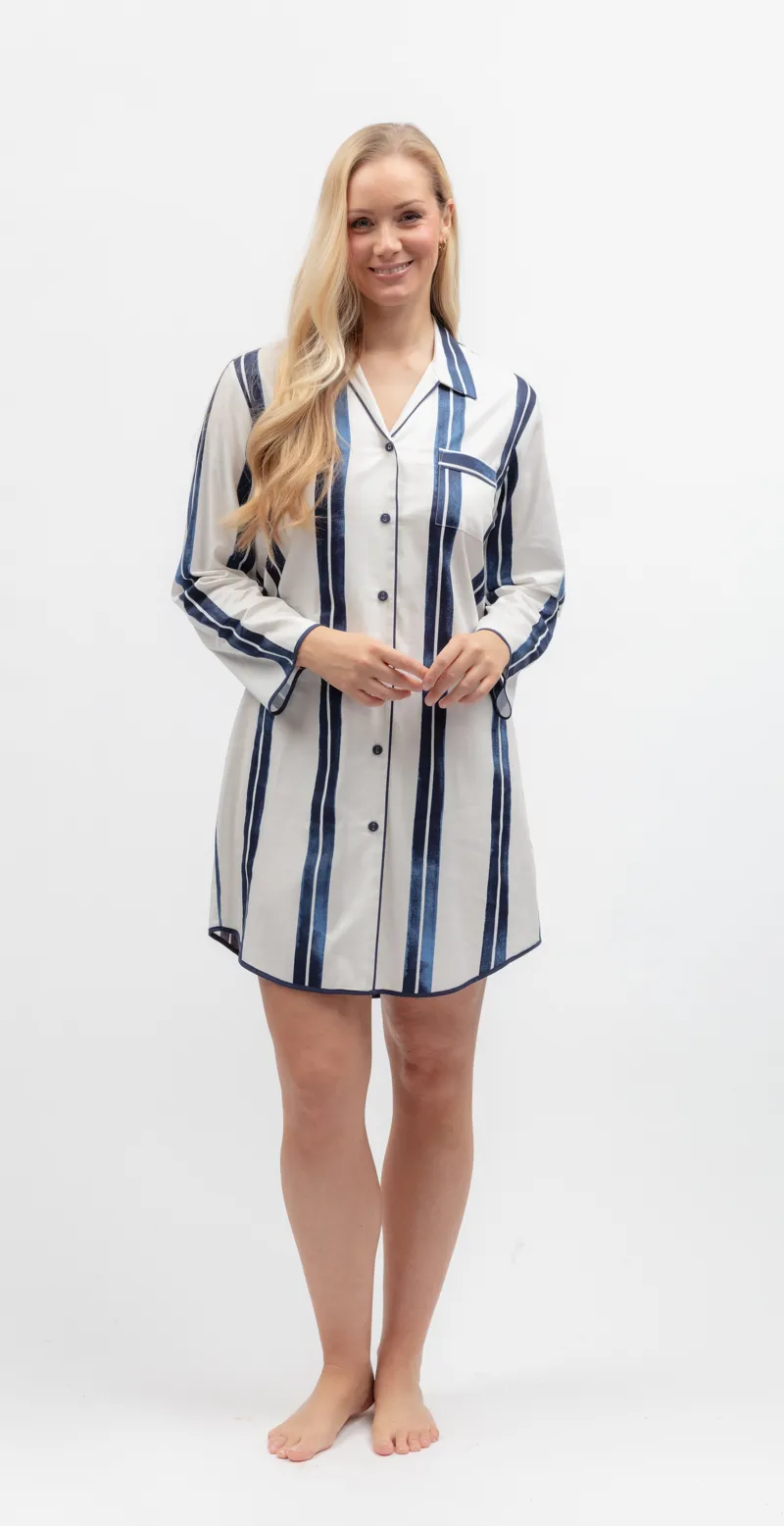 Cyberjammies Celestial Nights Striped Nightshirt in Navy-1
