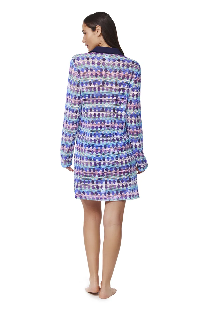 Gottex Retro Riviera Beachwear Blouse in Crochet Mix-4