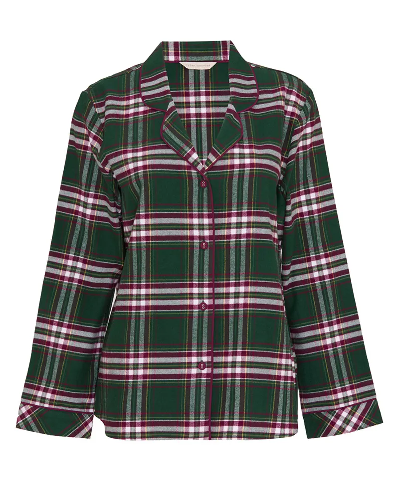 Cyberjammies Enchanted Brushed Check Pyjama in Dark Green-2