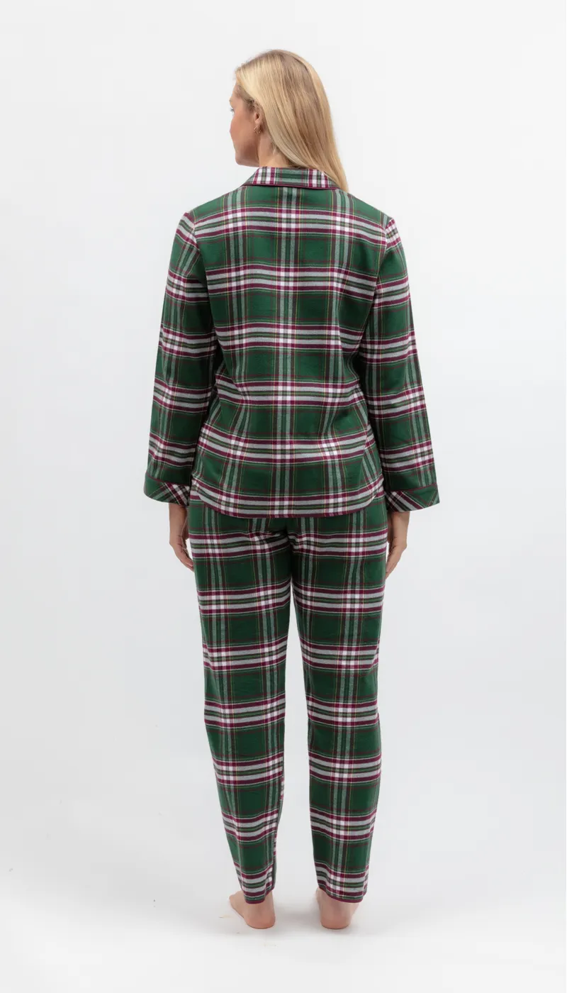 Cyberjammies Enchanted Brushed Check Pyjama in Dark Green-1