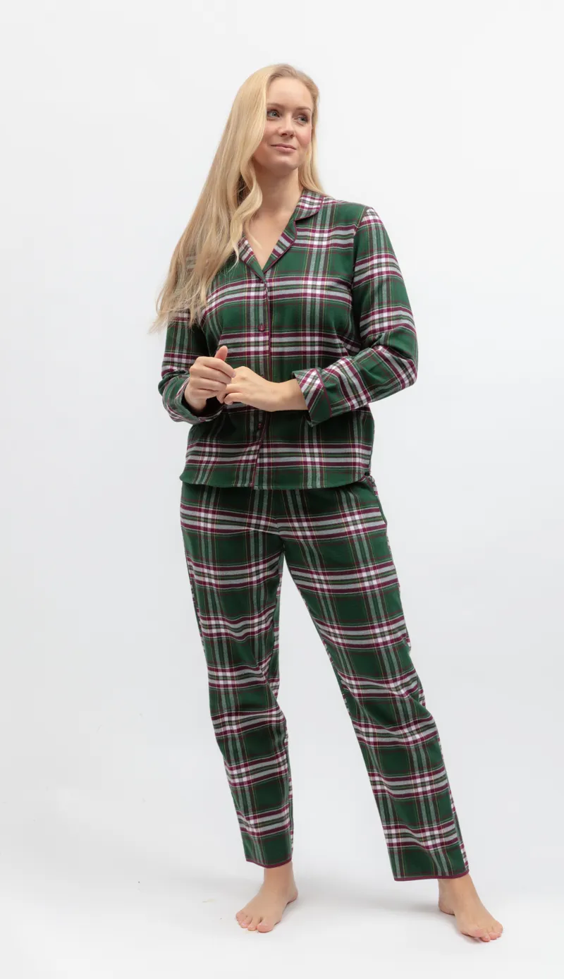 Cyberjammies Enchanted Brushed Check Pyjama in Dark Green