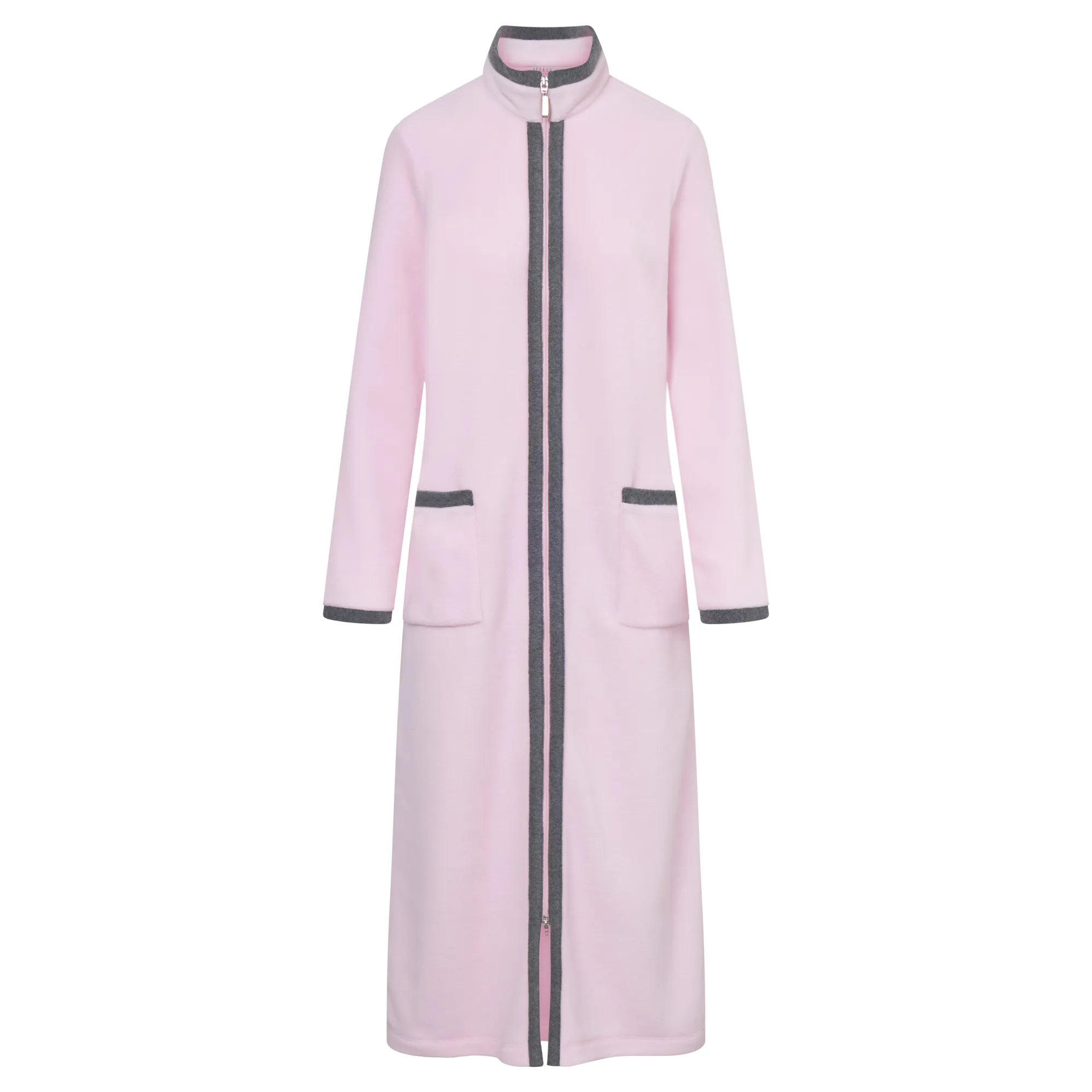 Louis Feraud Fleece Zip Dressing Gown in Pale Rose Louis Feraud Fleece Zip Dressing Gown in Pale Rose
