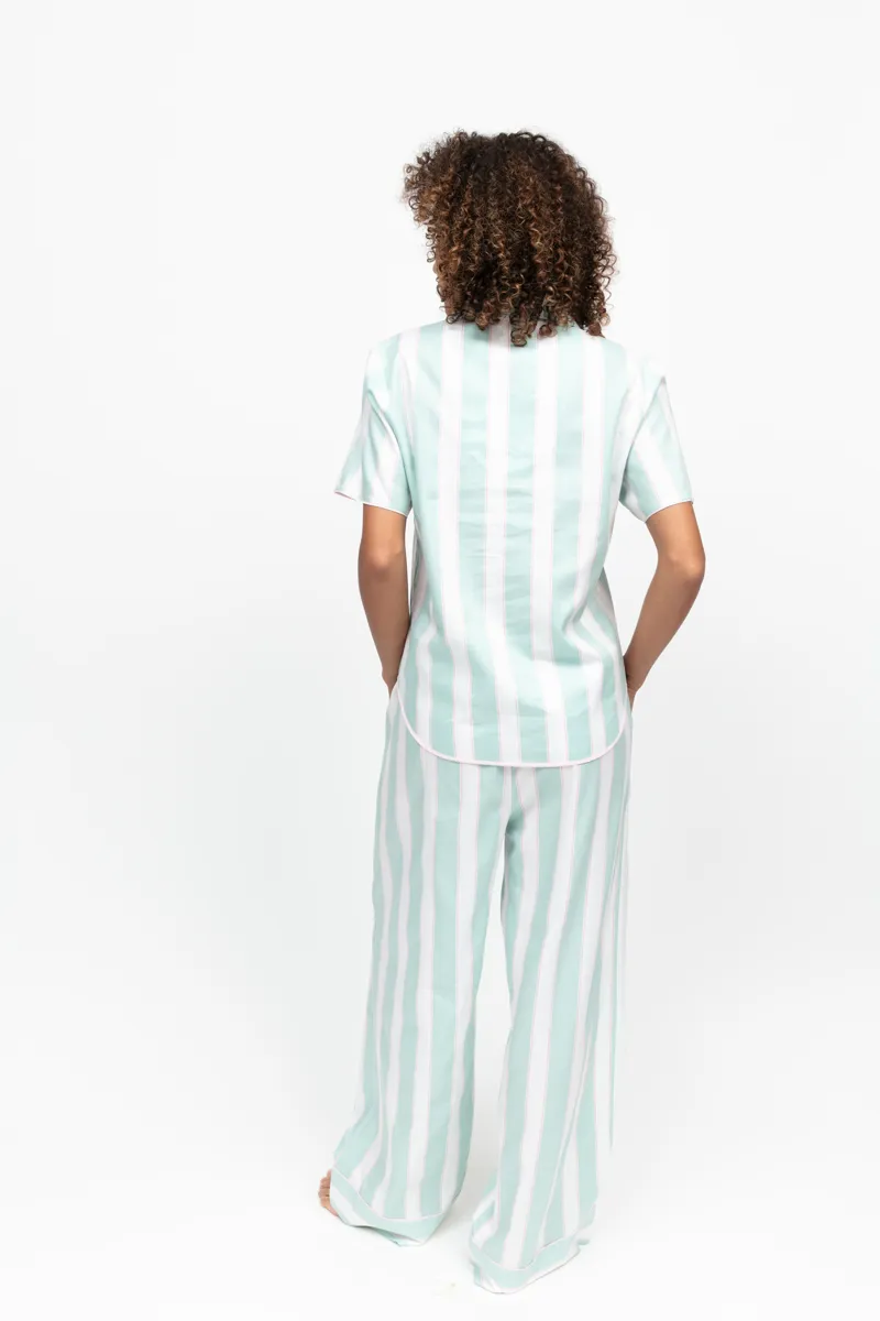 Cyberjammies Francesca Short Sleeve Pyjama Set in Mint Stripe-1