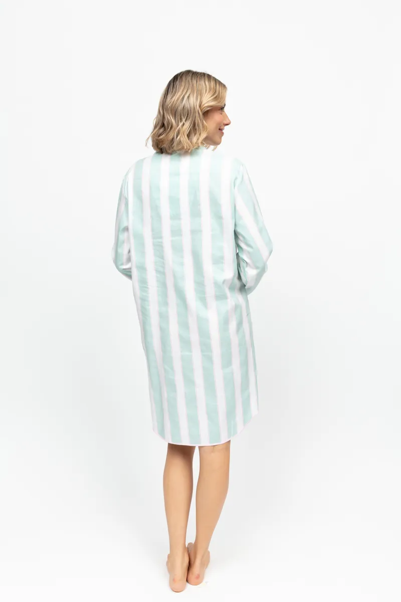 Cyberjammies Francesca Nightshirt in Mint Stripe-3