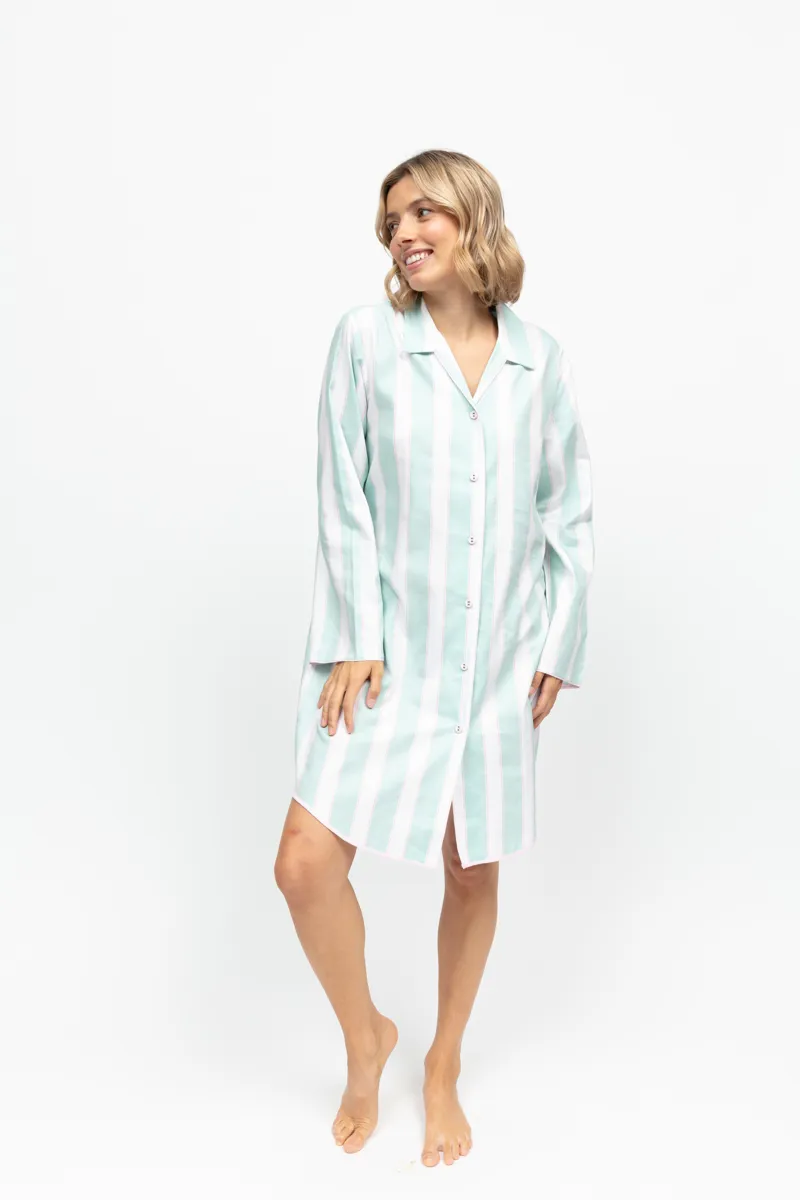 Cyberjammies Francesca Nightshirt in Mint Stripe-1