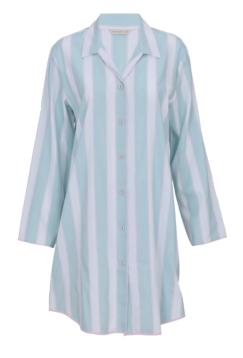 Cyberjammies Francesca Nightshirt in Mint Stripe
