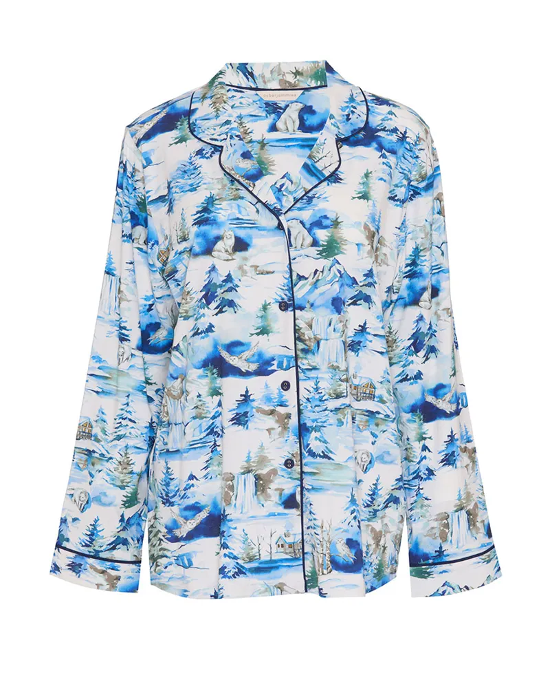 Cyberjammies Frosted Forest Jersey Pyjama in Blue-2