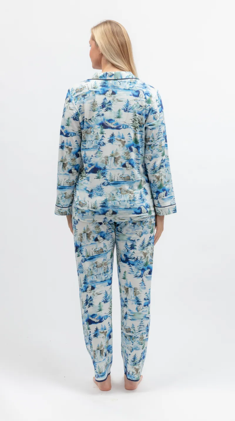Cyberjammies Frosted Forest Jersey Pyjama in Blue-1