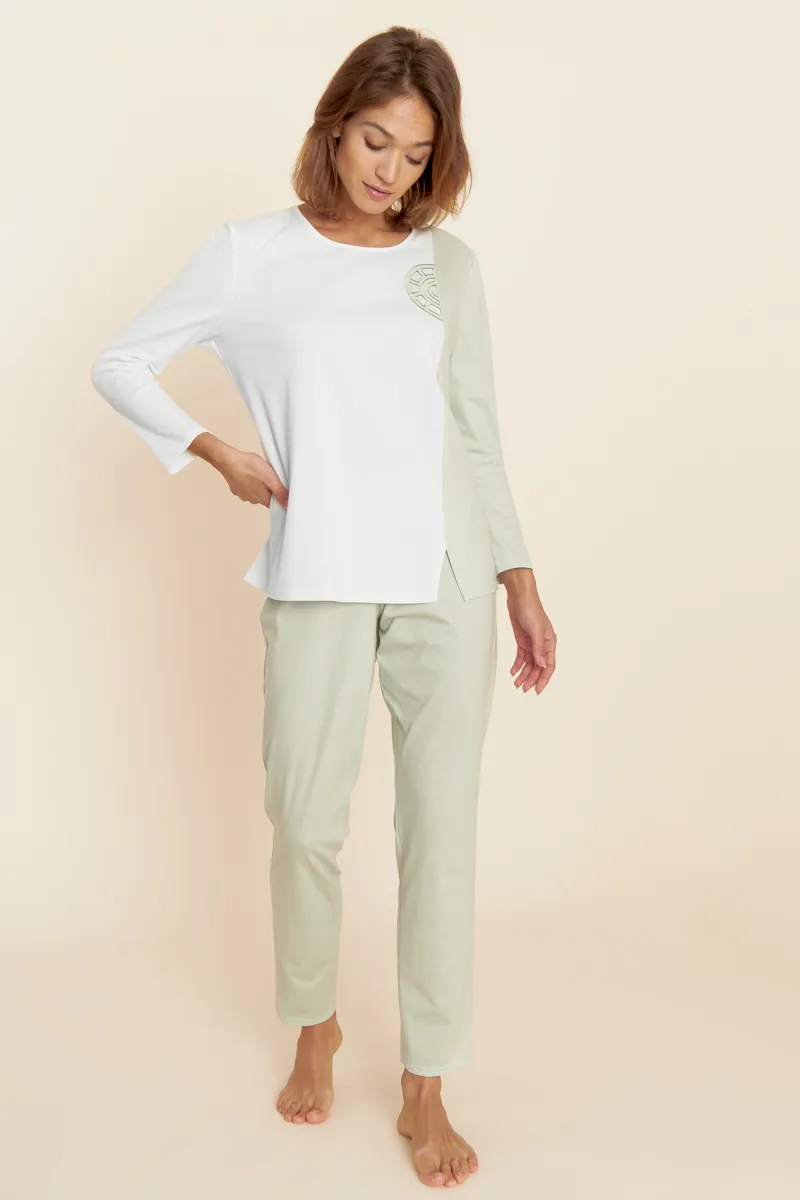 Louis Feraud Colourblock Pyjama in Milky Green