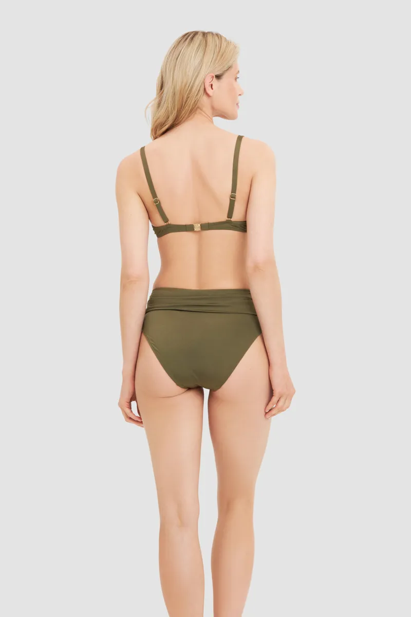 Louis Feraud Rouched High Brief Bikini in Olive-3