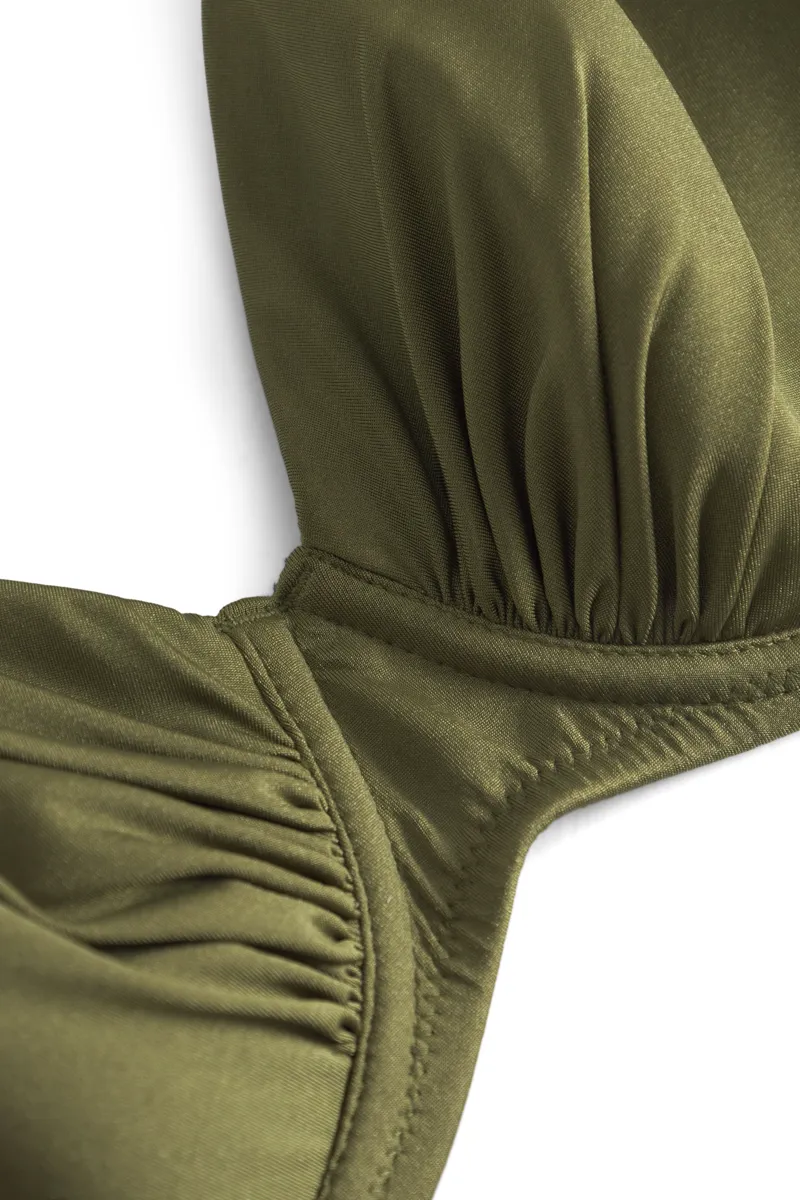 Louis Feraud Rouched High Brief Bikini in Olive-4