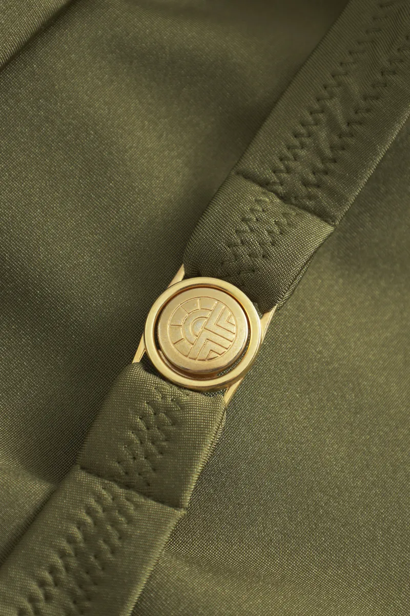 Louis Feraud Rouched High Brief Bikini in Olive-5