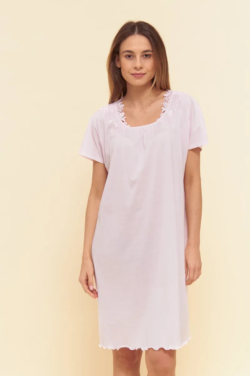 Louis Feraud Classic Cotton Nightdress in Rose-1
