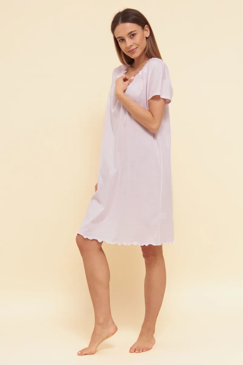 Louis Feraud Classic Cotton Nightdress in Rose-2