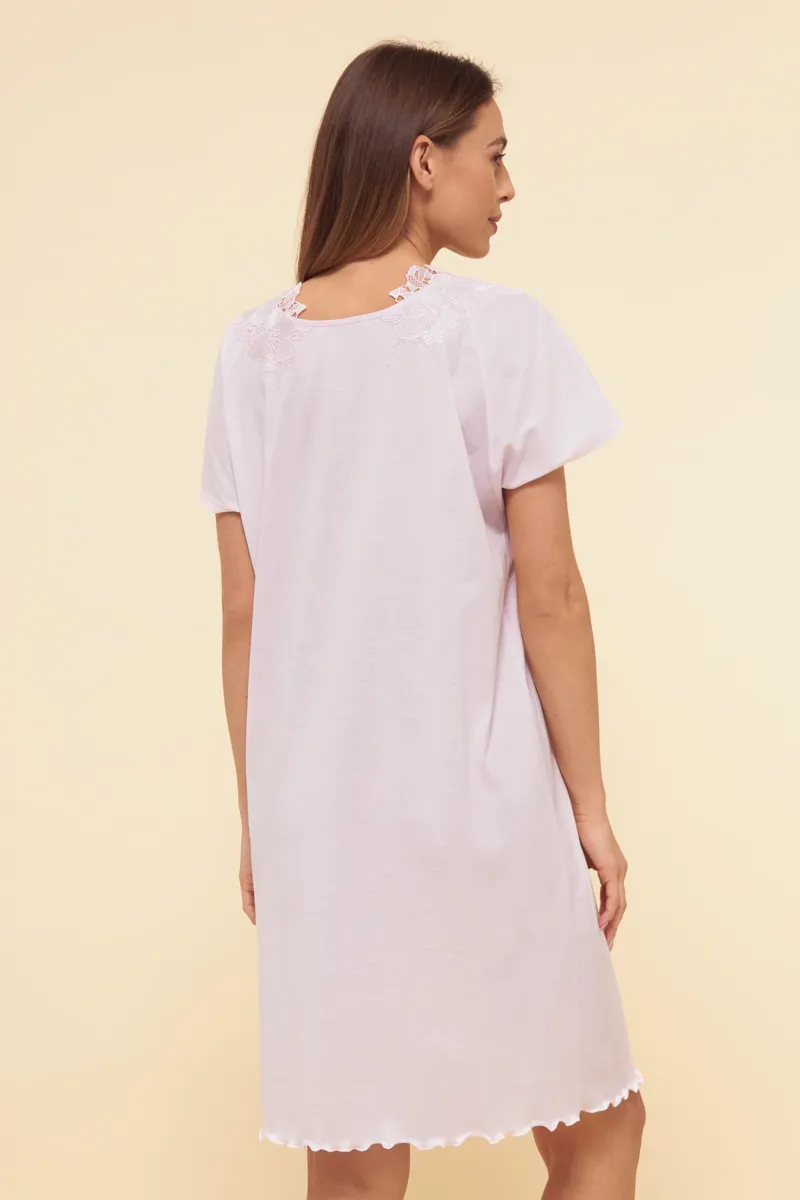 Louis Feraud Classic Cotton Nightdress in Rose-3