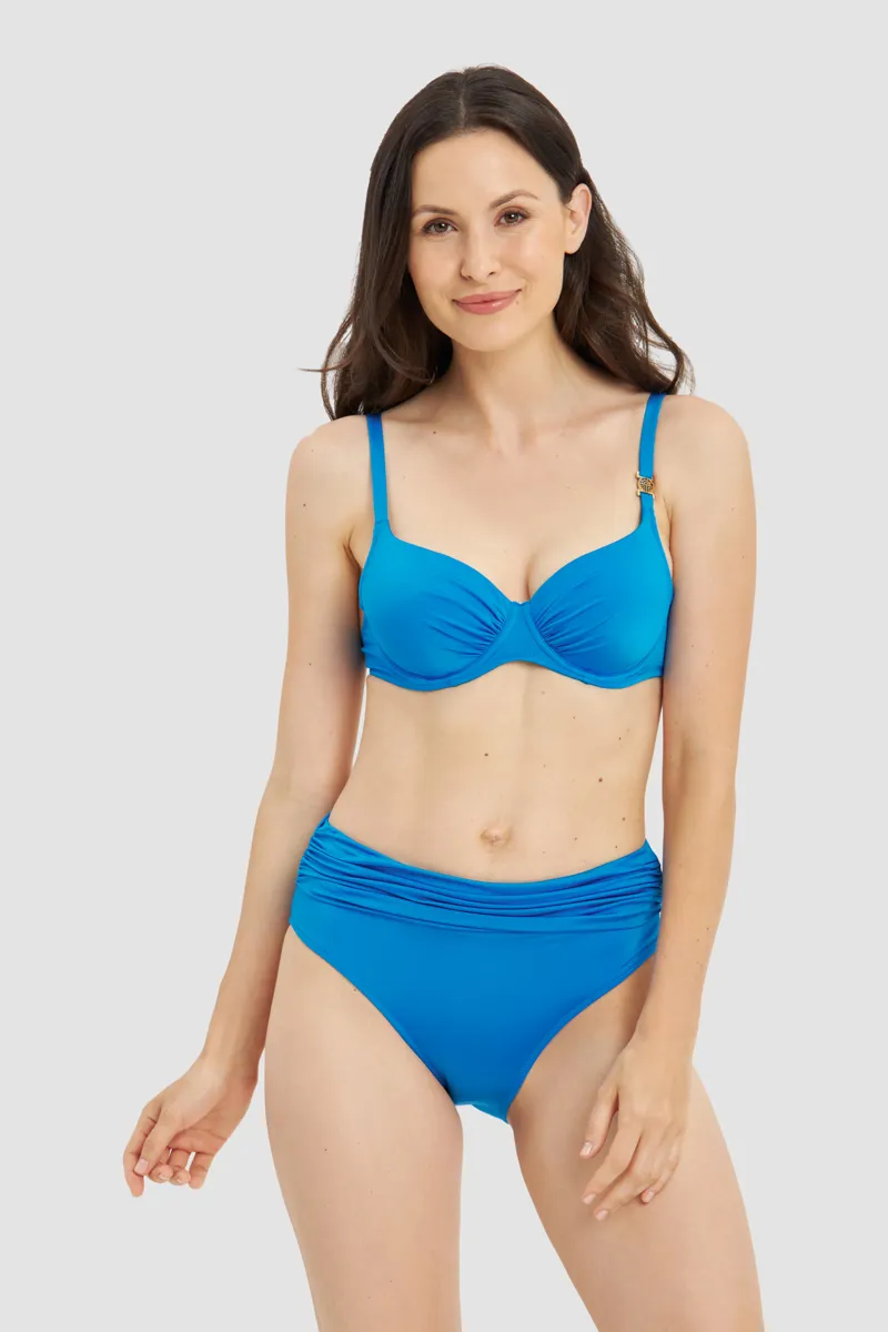 Louis Feraud Rouched High Brief Bikini in Pearl Blue-2