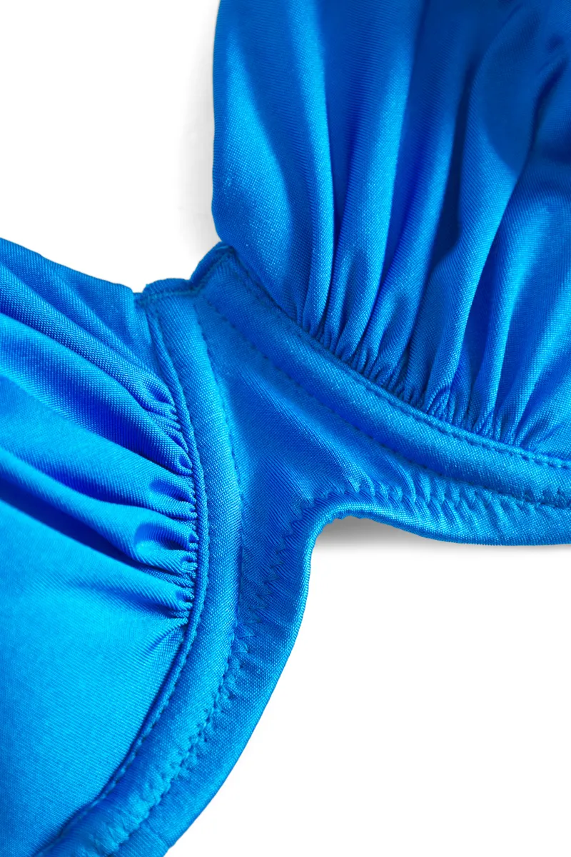 Louis Feraud Rouched High Brief Bikini in Pearl Blue-4