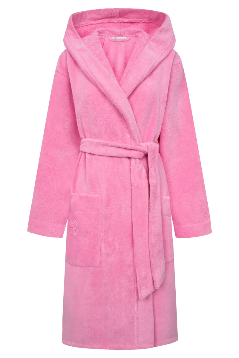 Louis Feraud Hooded Towelling Robe in Paradise Pink