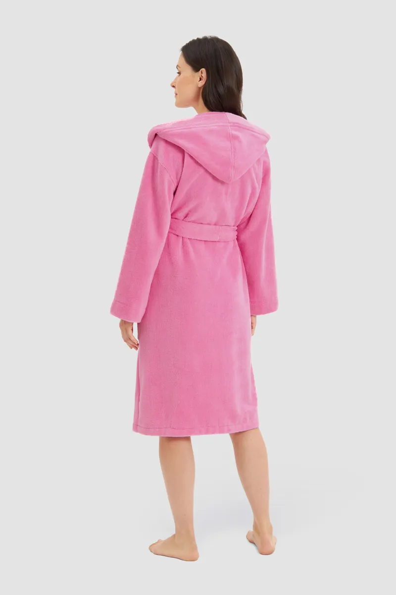 Louis Feraud Hooded Towelling Robe in Paradise Pink-3