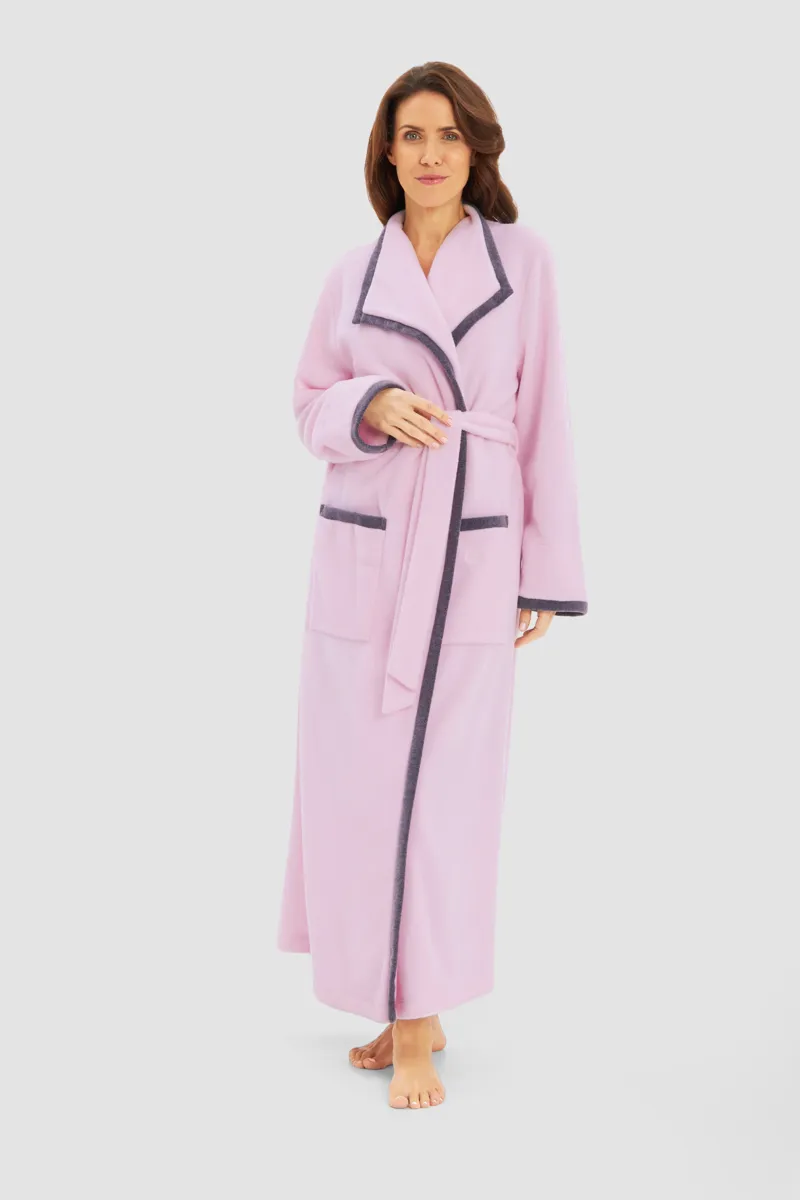 Louise Feraud Fleece Wrap Over Dressing Gown in Pale Rose-1