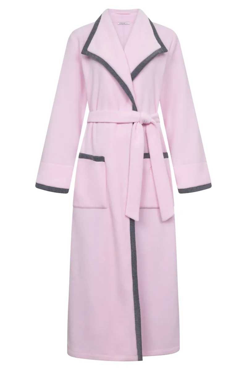 Louise Feraud Fleece Wrap Over Dressing Gown in Pale Rose