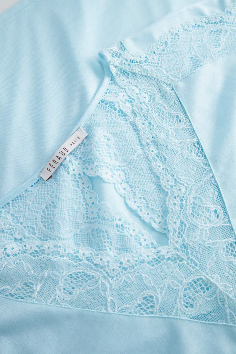 Louis Feraud Lace Capri Pyjama in Turquoise-4