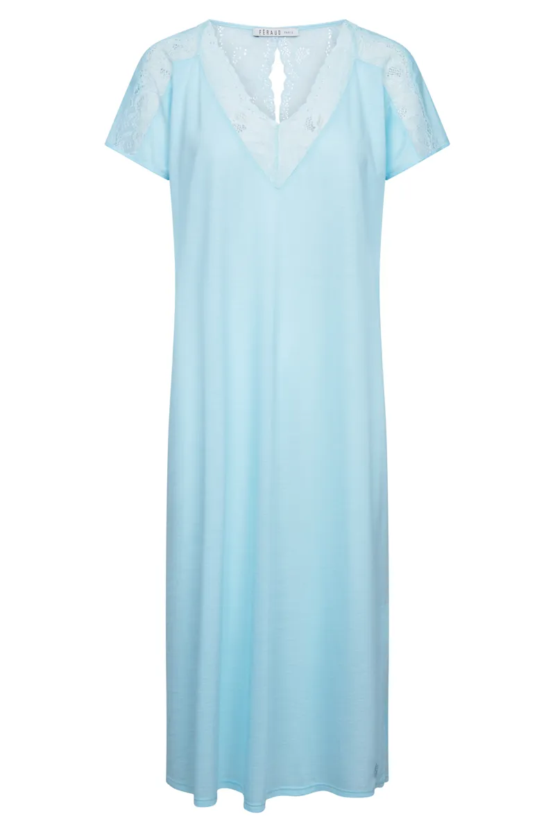 Louis Feraud Lace Nightdress in Turquoise