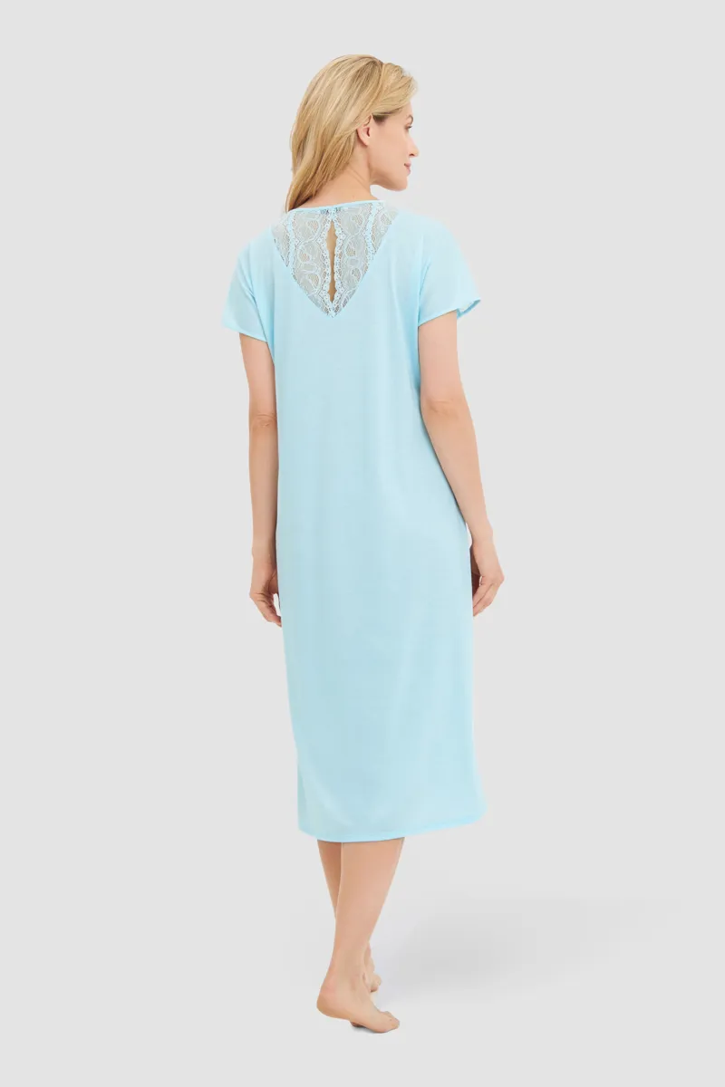 Louis Feraud Lace Nightdress in Turquoise-3