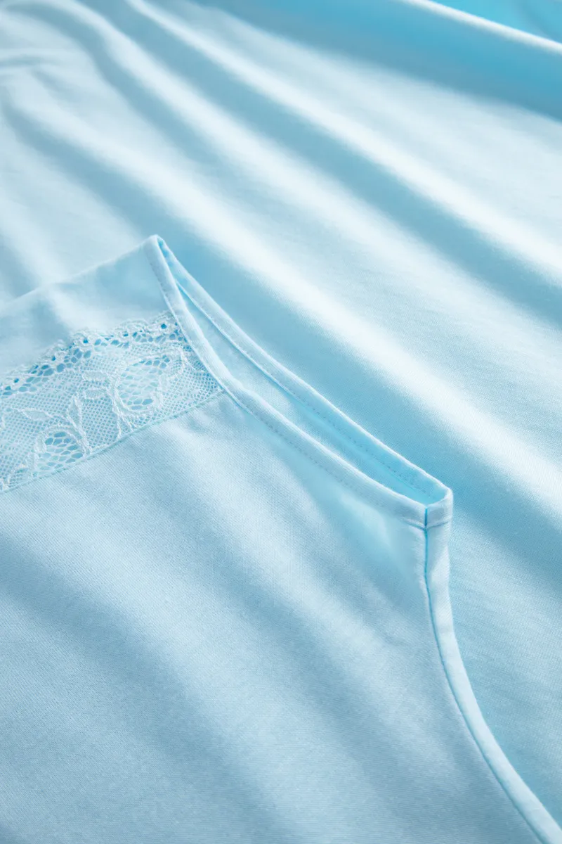 Louis Feraud Lace Nightdress in Turquoise-6
