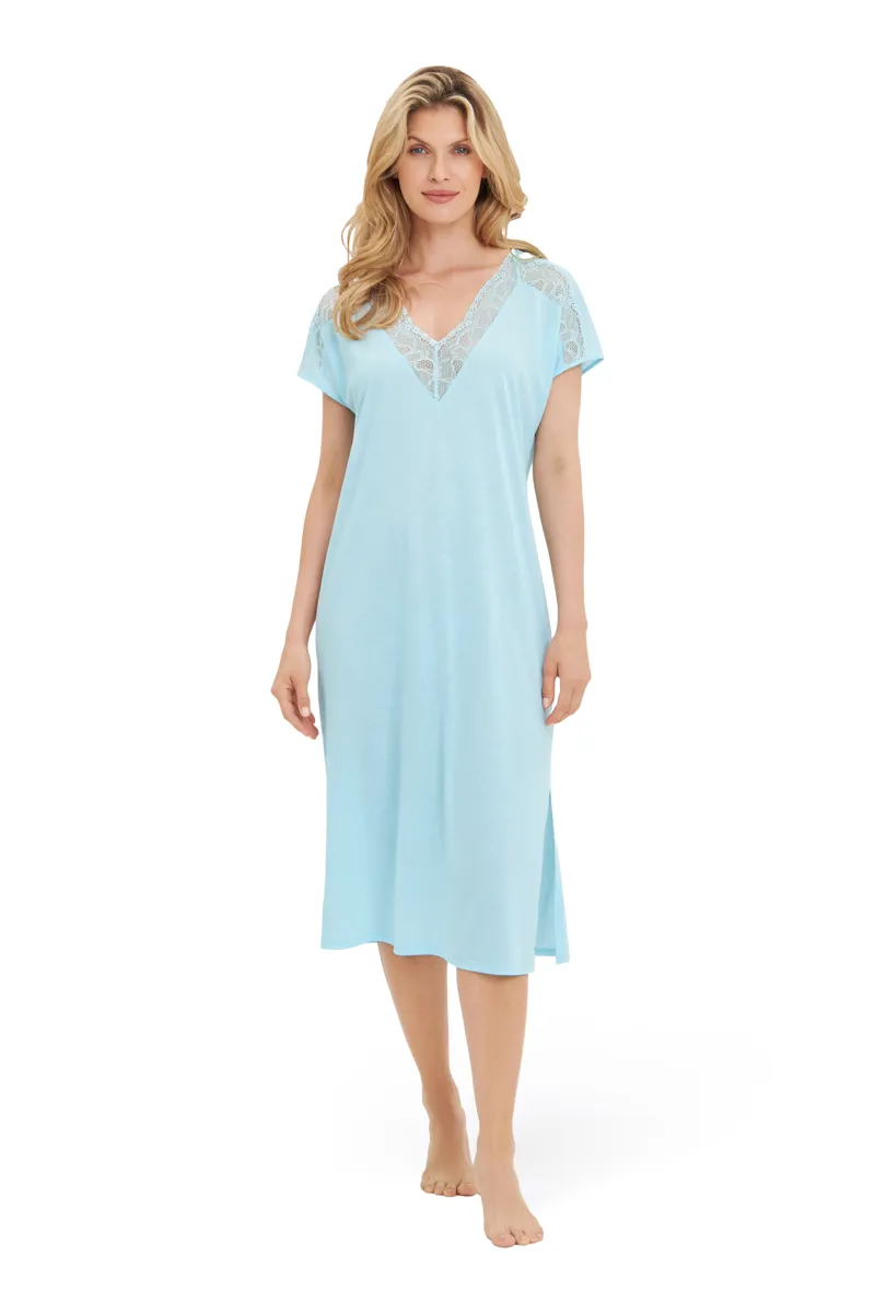 Louis Feraud Lace Nightdress in Turquoise-7