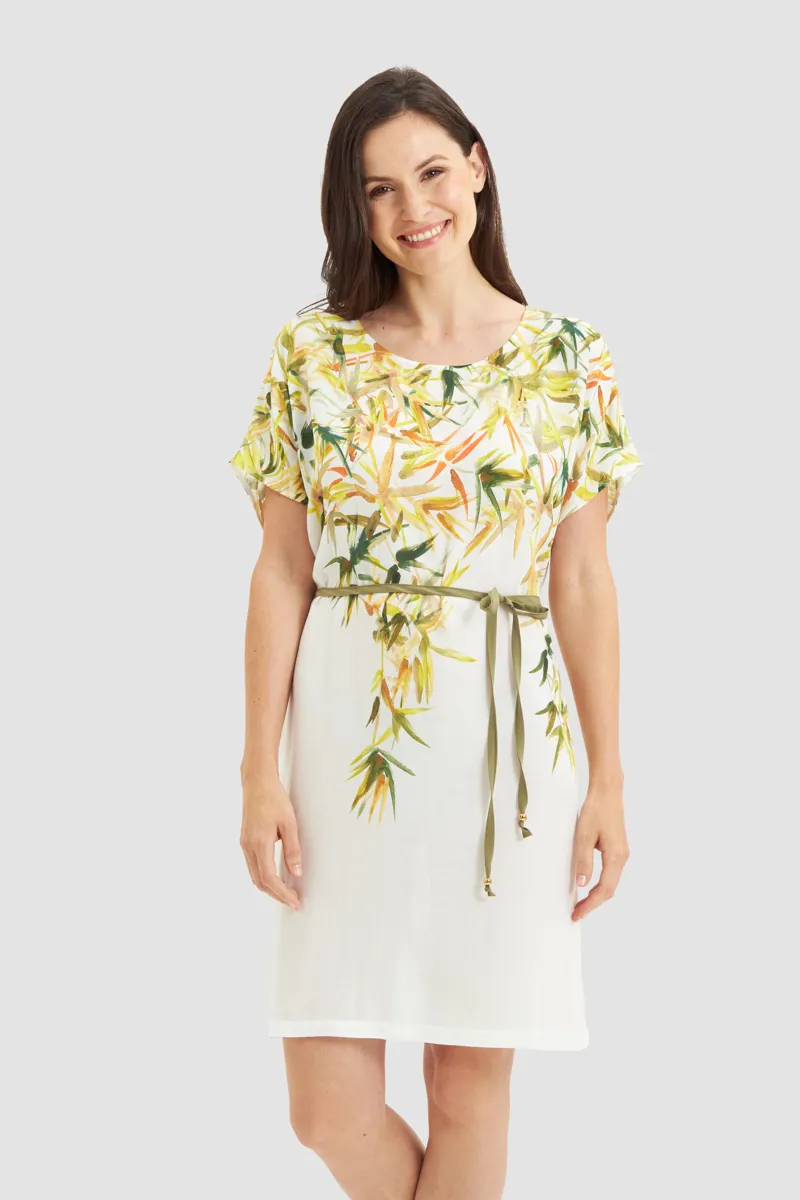 Louis Feraud Green Leaves Beachdress in White-2