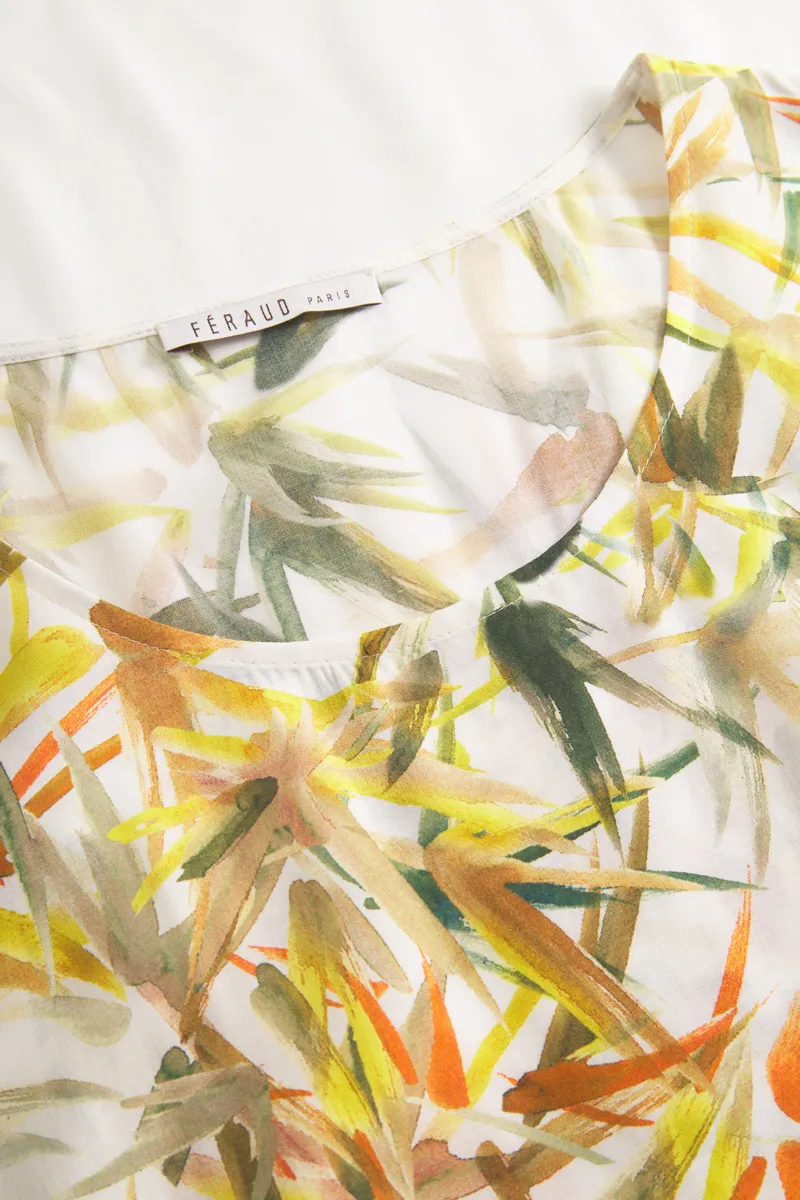 Louis Feraud Green Leaves Beachdress in White-4