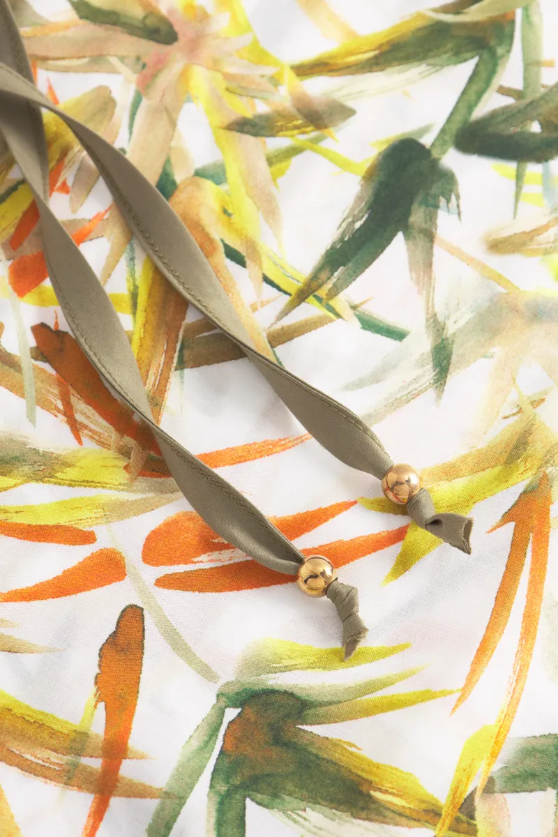 Louis Feraud Green Leaves Beachdress in White-6