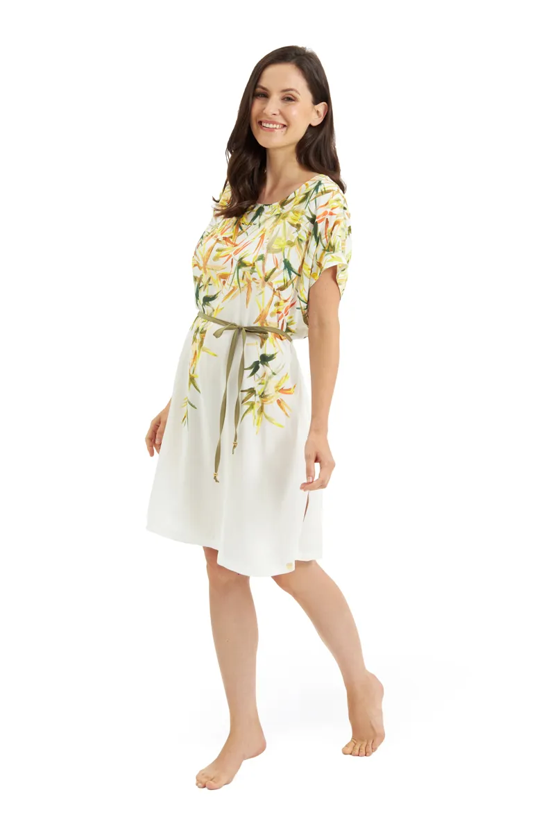 Louis Feraud Green Leaves Beachdress in White-7