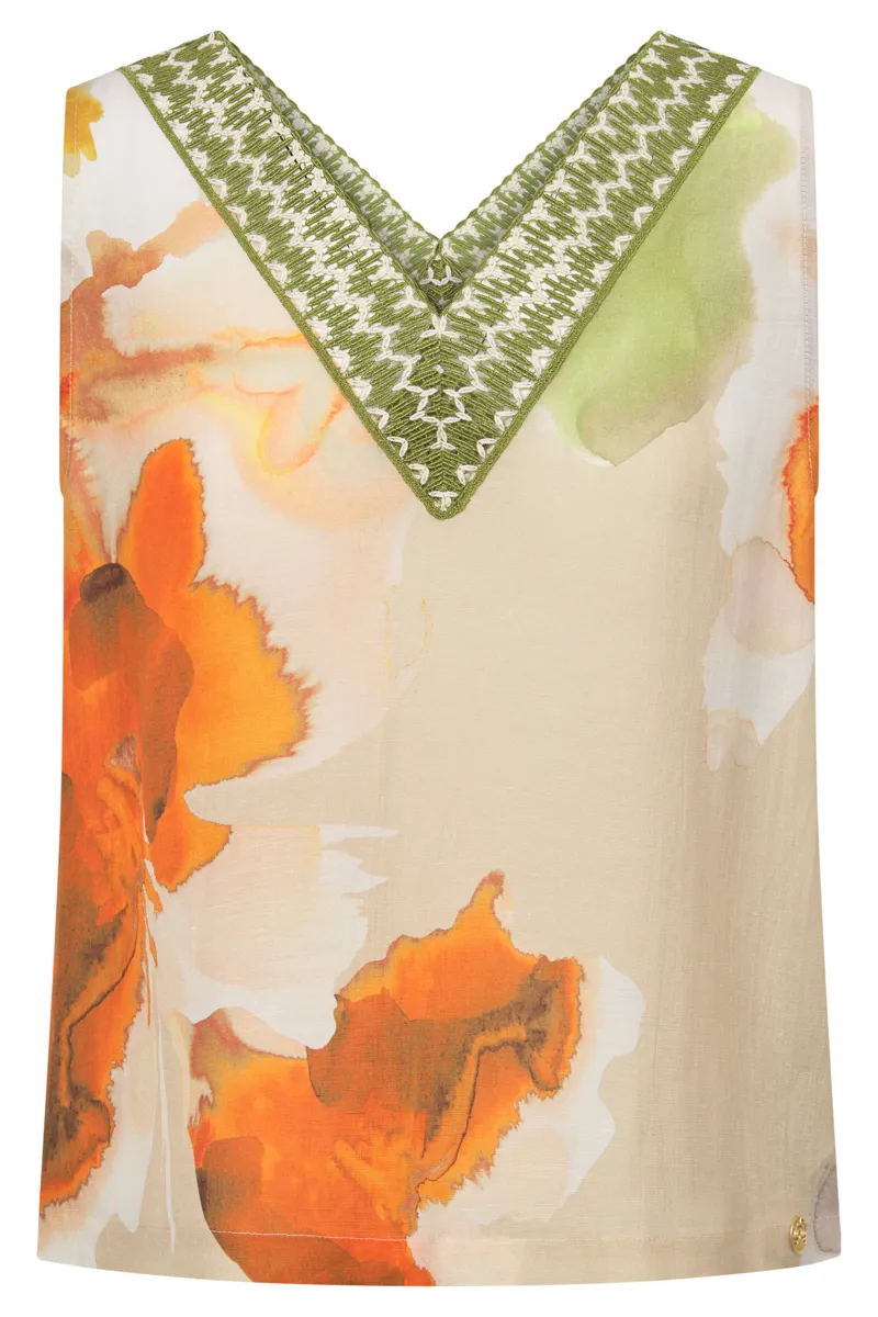 Louis Feraud Multicolour Flowers Top and Shorts Set in Natural Flower-2