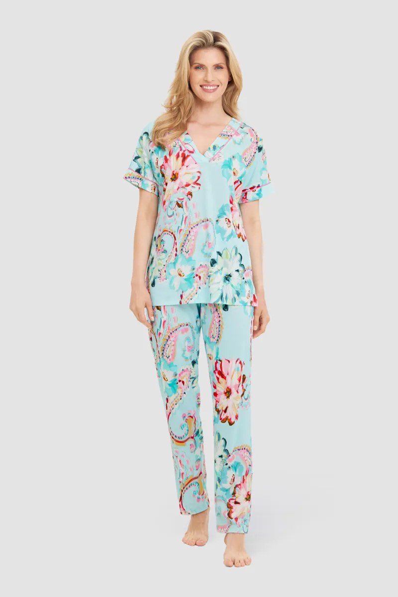 Louis Feraud Big Paisley Pyjama in Turquoise-1