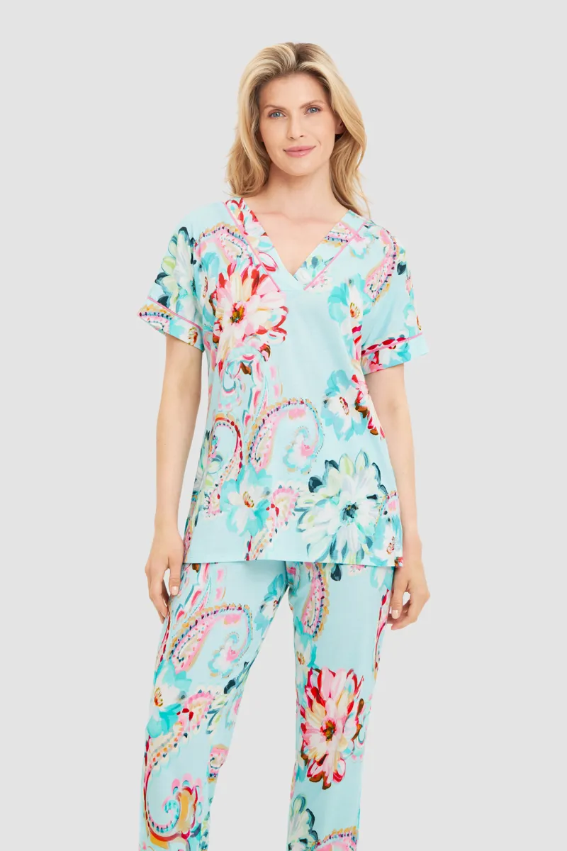 Louis Feraud Big Paisley Pyjama in Turquoise-2