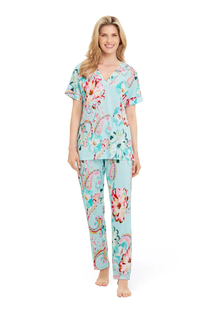 Louis Feraud Big Paisley Pyjama in Turquoise-7