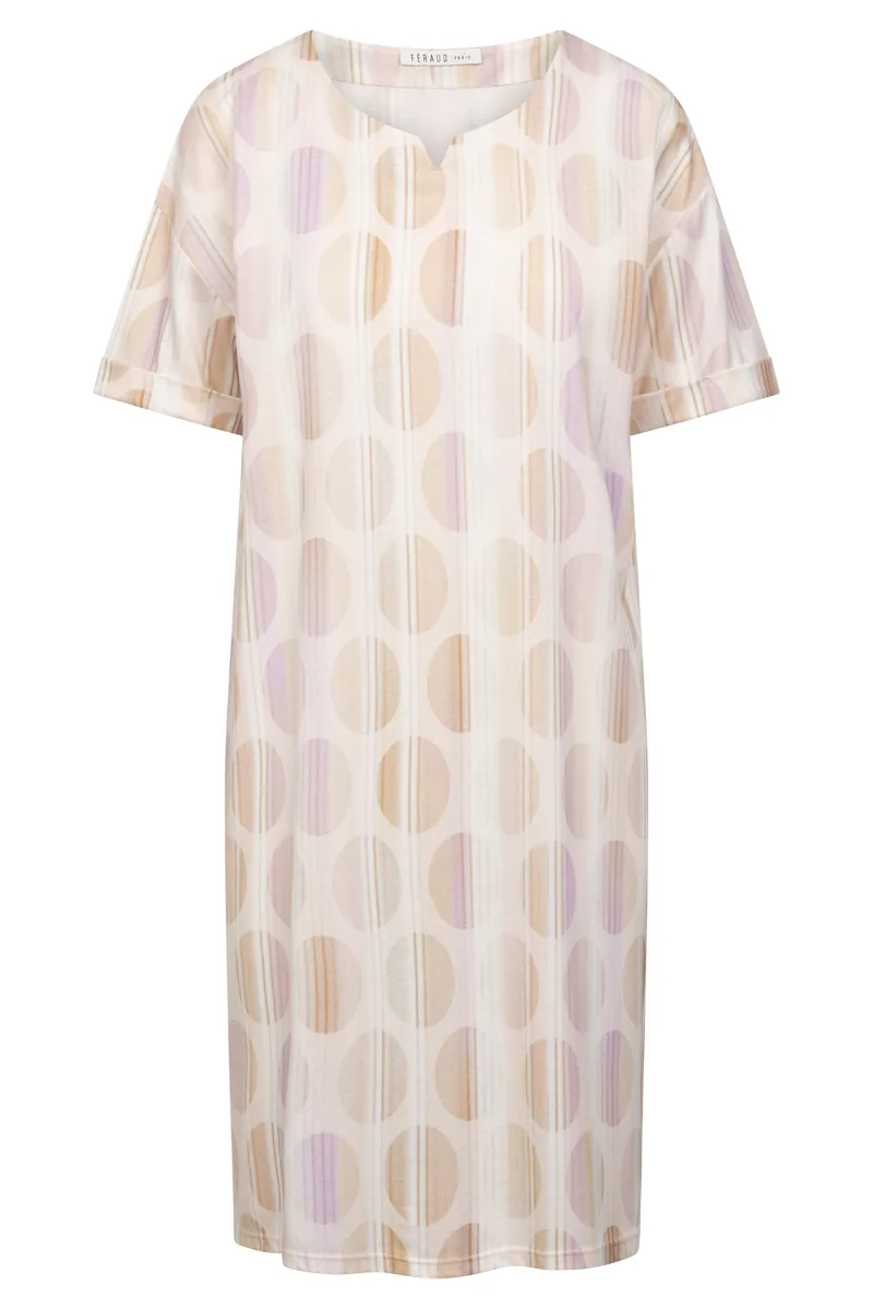 Louis Feraud Graphic Dots Nightdress in Beige Lilac