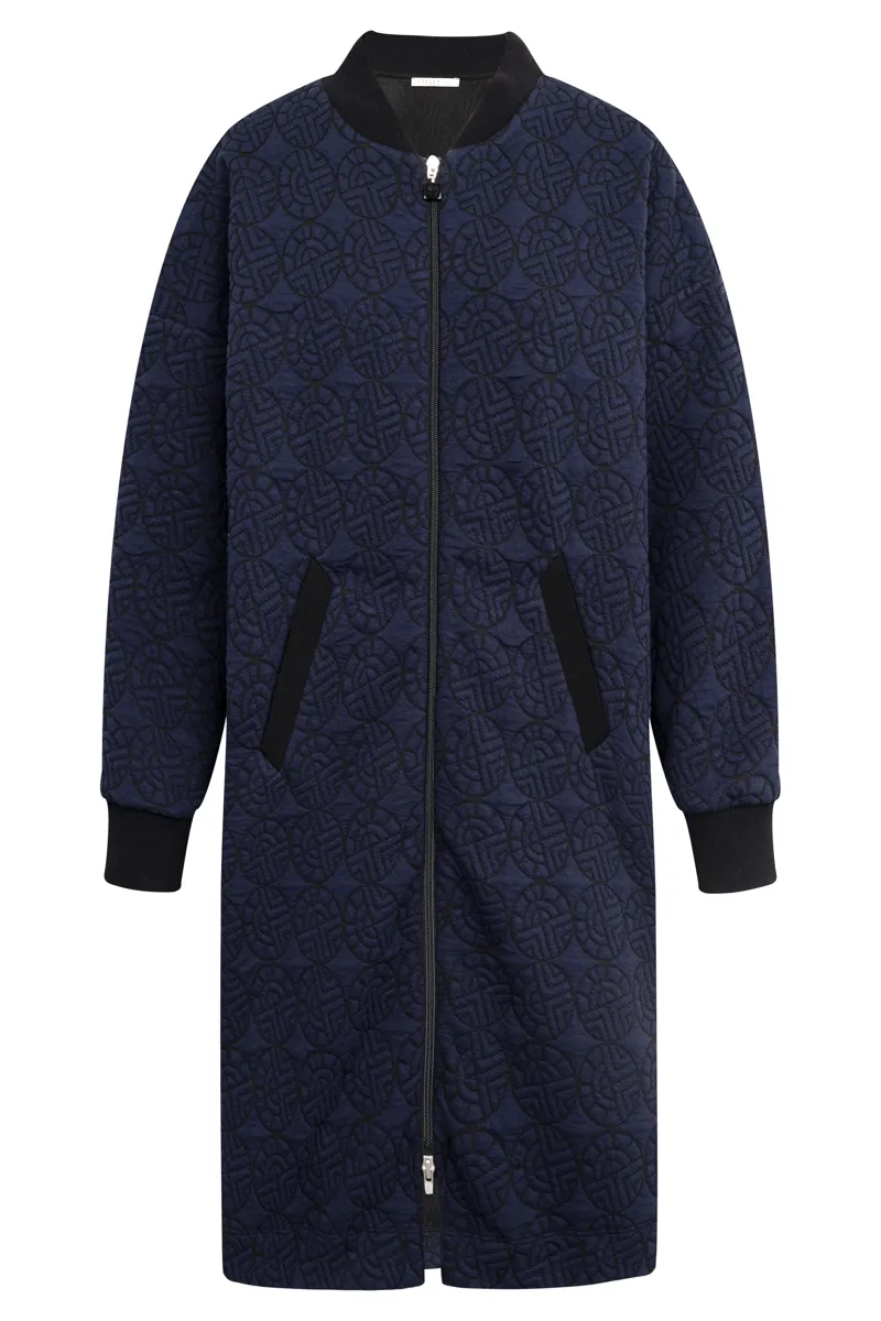 Louis Feraud Logo Zip Dressing Gown in Navy