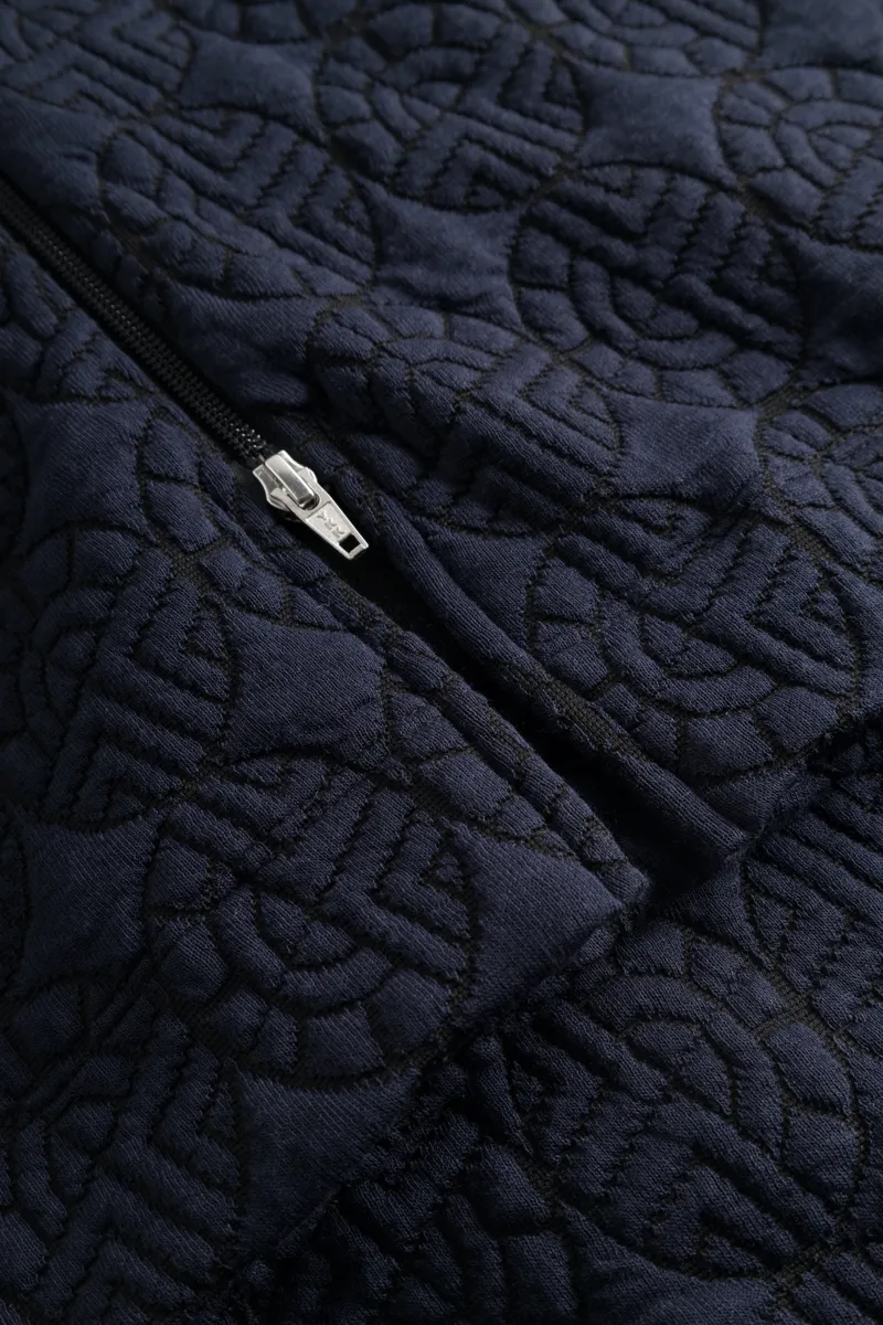 Louis Feraud Logo Zip Dressing Gown in Navy-4
