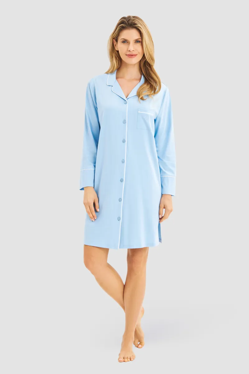 Louis Fraud Classic Nightshirt in Skyblue-1