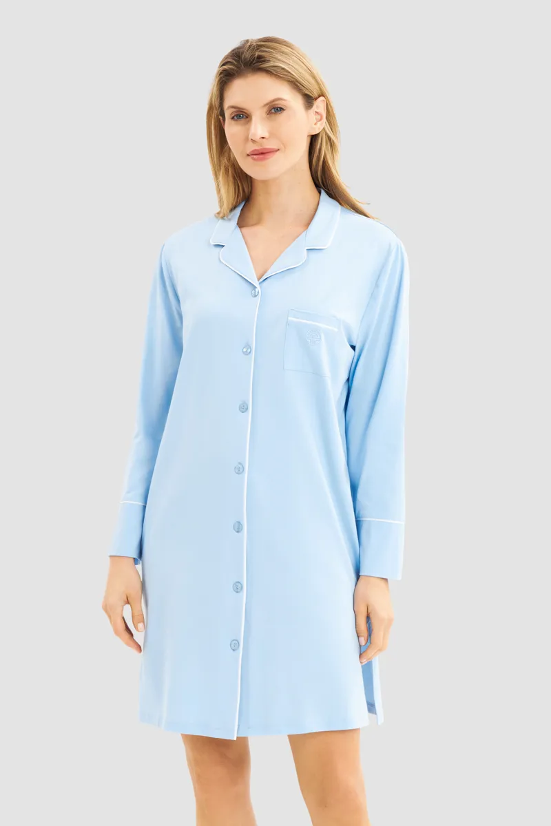 Louis Fraud Classic Nightshirt in Skyblue-2