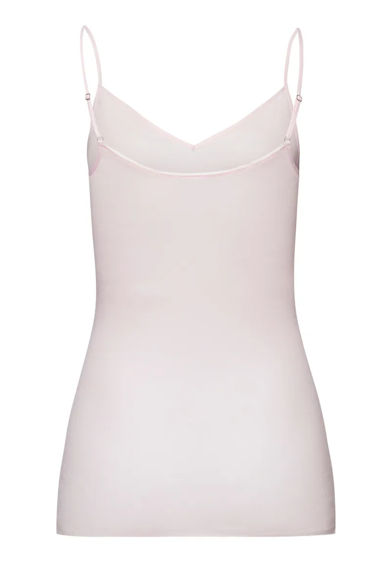 Hanro Cotton Seamless Spaghetti Strap Top in Honeydew-5