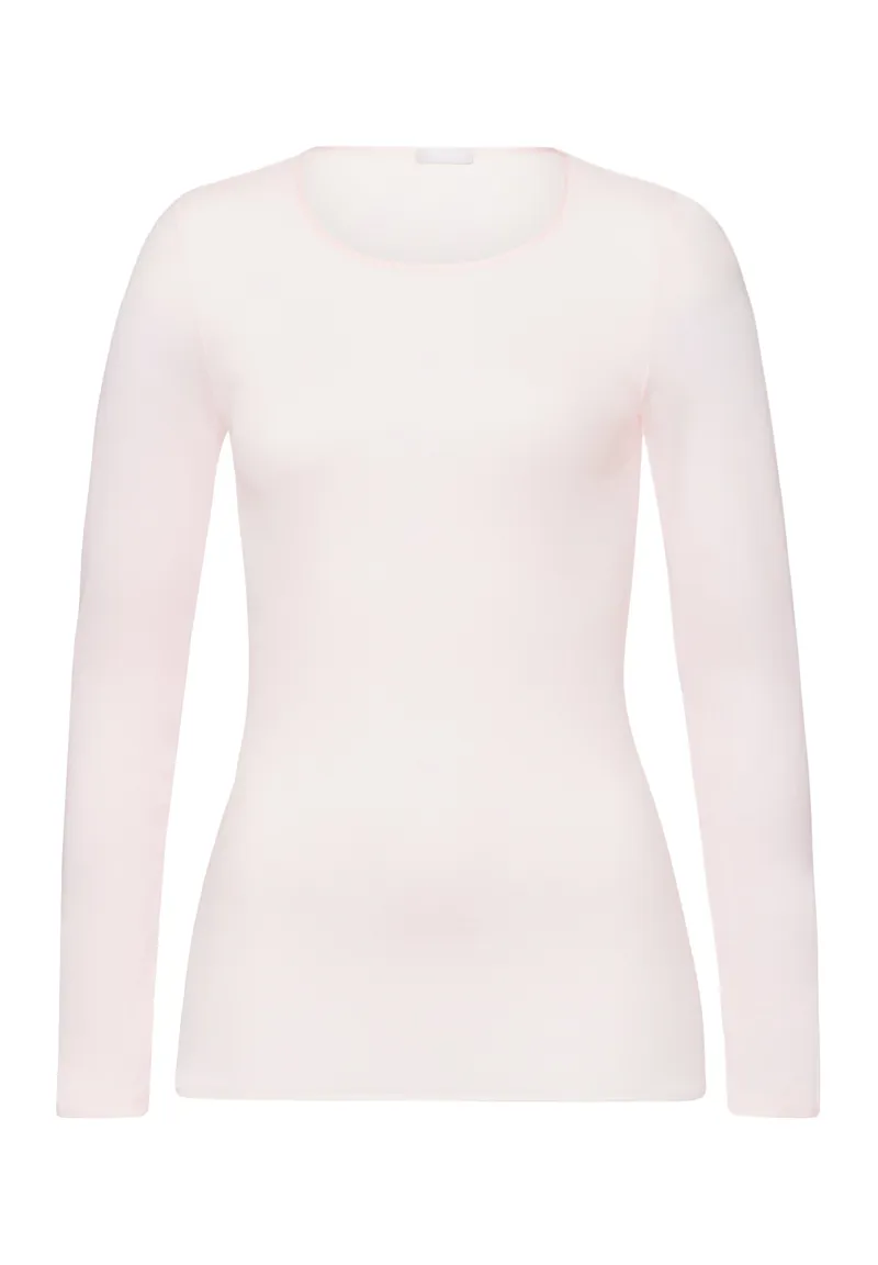 Hanro Cotton Seamless Long Sleeve Top in Honeydew-4