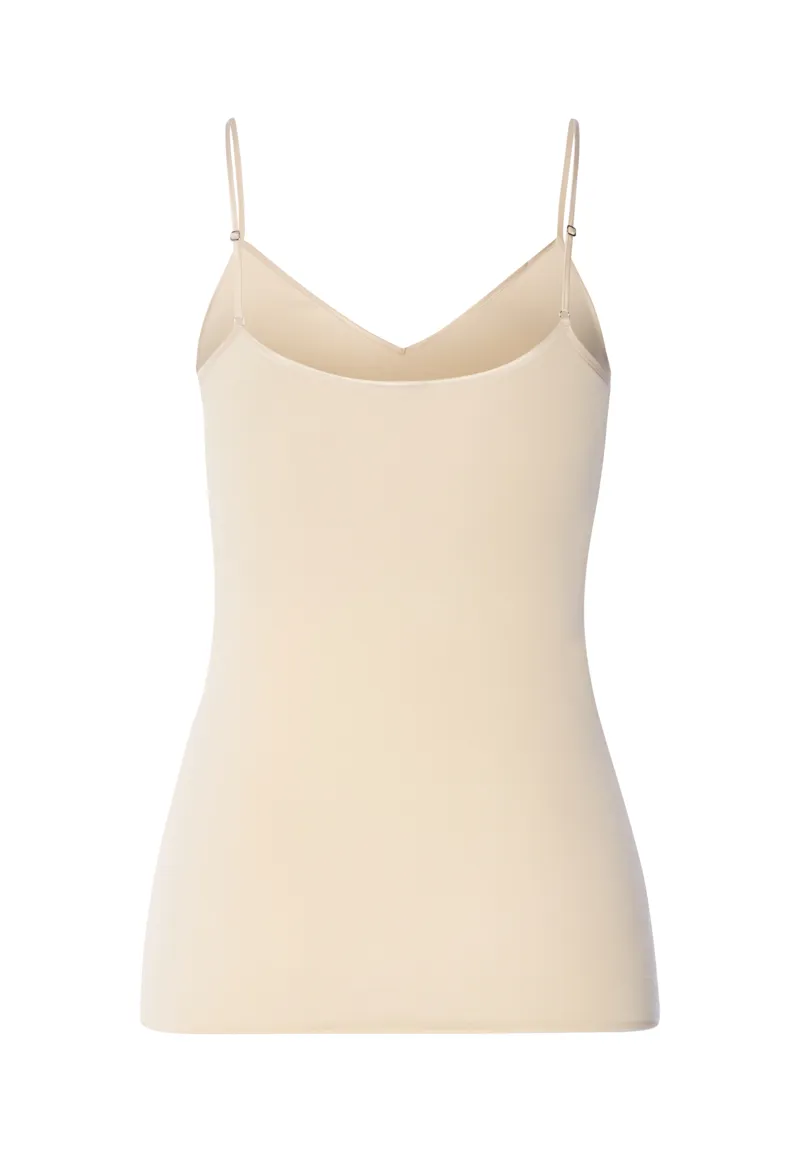 Hanro Cotton Seamless Spaghetti Strap Top in Summer Sand-1